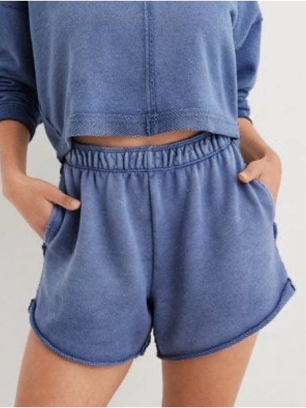 Aerie BLUE High-Rise Beach Party Elastic Waistband Shorts ~ Medium